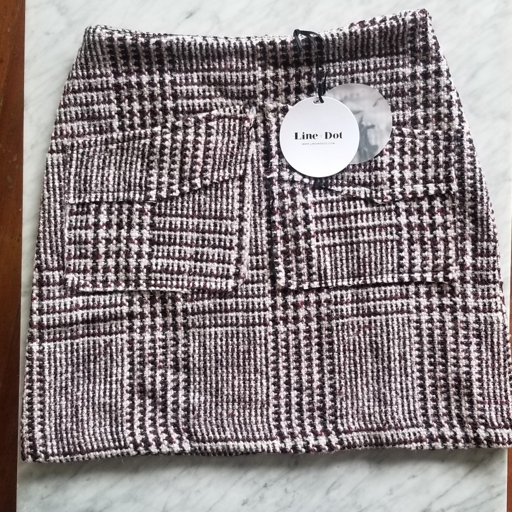 Line & Dot Revolve Wool blend Plaid Skirt M